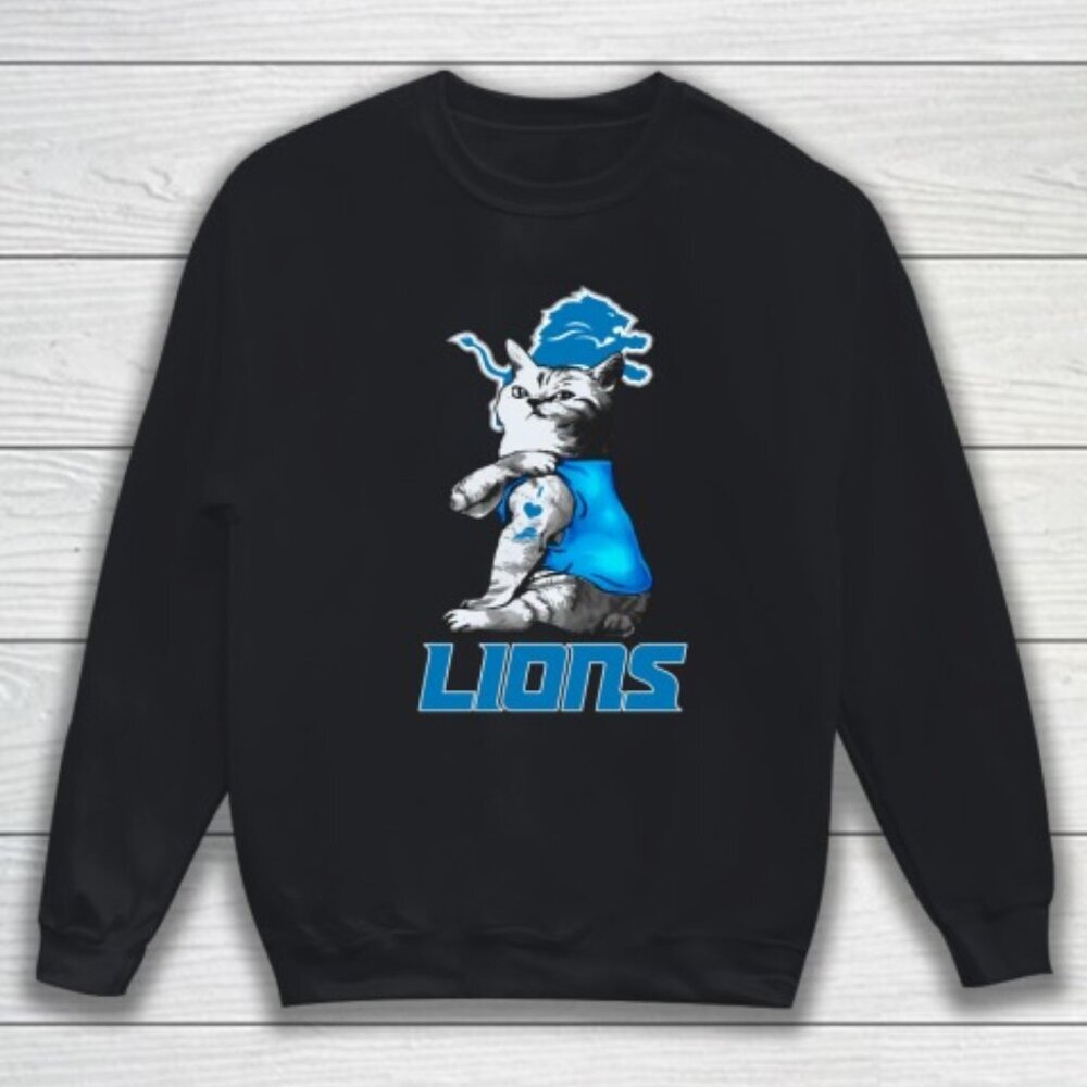 NFL Football My Cat Loves Detroit Lions Sweatshirt Fan Gift Unisex Apparel 159